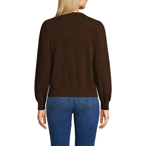Women's Cashmere Puff Sleeve Crew Neck Sweater