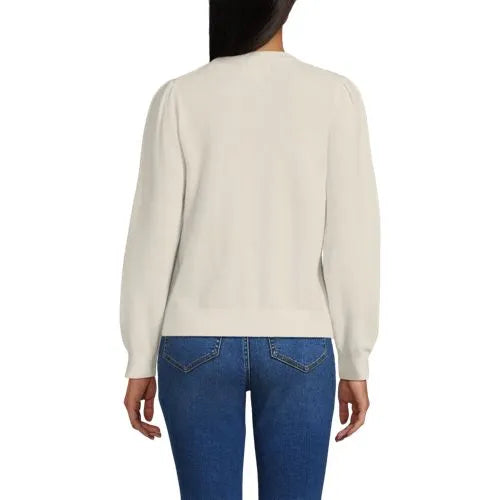 Women's Cashmere Puff Sleeve Crew Neck Sweater