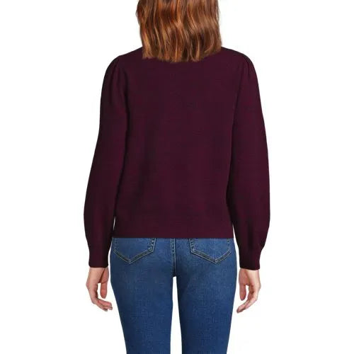 Women's Cashmere Puff Sleeve Crew Neck Sweater