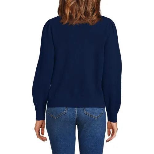 Women's Cashmere Puff Sleeve Crew Neck Sweater