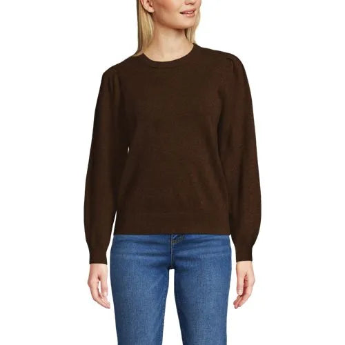 Women's Cashmere Puff Sleeve Crew Neck Sweater