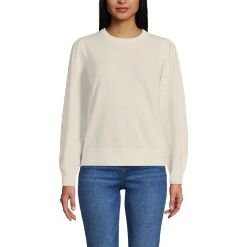 Women's Cashmere Puff Sleeve Crew Neck Sweater