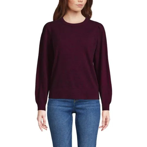 Women's Cashmere Puff Sleeve Crew Neck Sweater