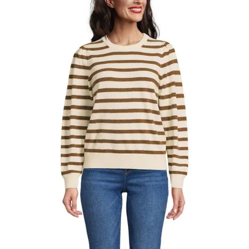 Women's Cashmere Puff Sleeve Crew Neck Sweater
