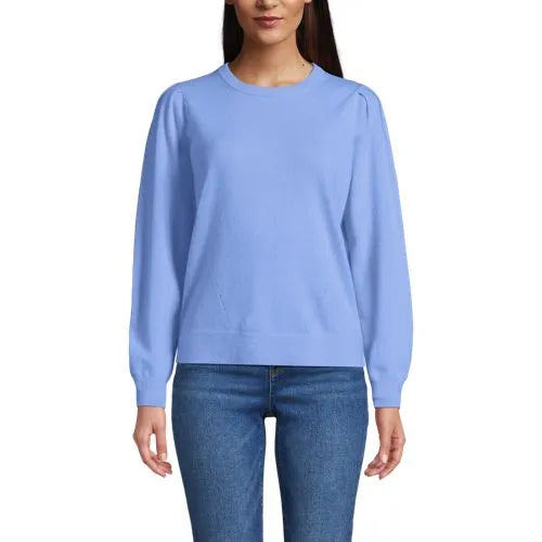 Women's Cashmere Puff Sleeve Crew Neck Sweater