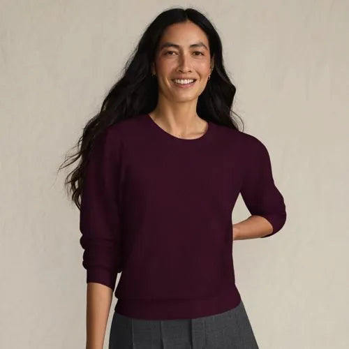 Women's Cashmere Puff Sleeve Crew Neck Sweater