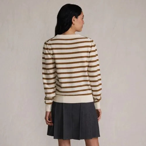 Women's Cashmere Puff Sleeve Crew Neck Sweater