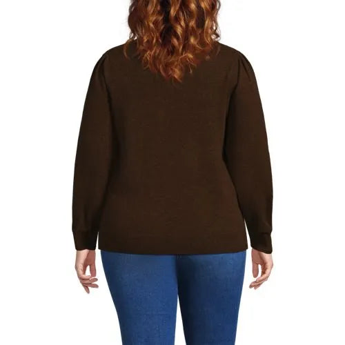 Women's Cashmere Puff Sleeve Crew Neck Sweater