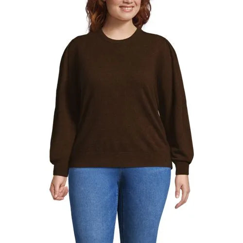 Women's Cashmere Puff Sleeve Crew Neck Sweater