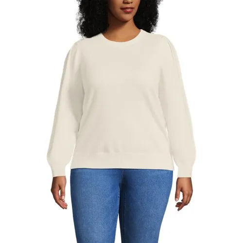 Women's Cashmere Puff Sleeve Crew Neck Sweater