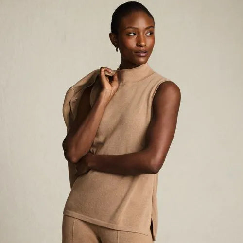Women's Fine Gauge Sleeveless Mock Sweater