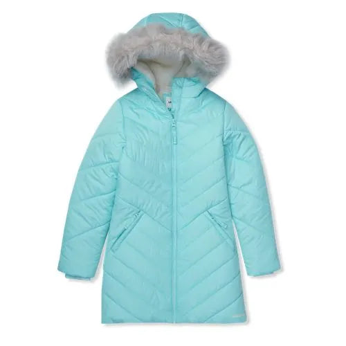 Girls Water Resistant Velour Parka