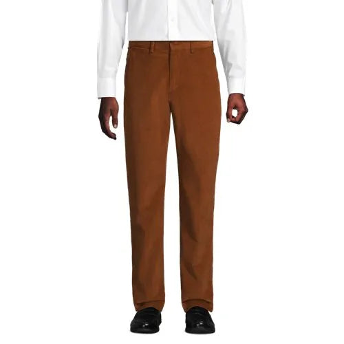 Men's Corduroy Comfort Waist Classic Fit Plain Front Pant