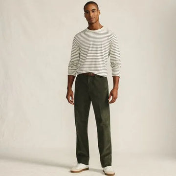 Men's Corduroy Comfort Waist Classic Fit Plain Front Pant