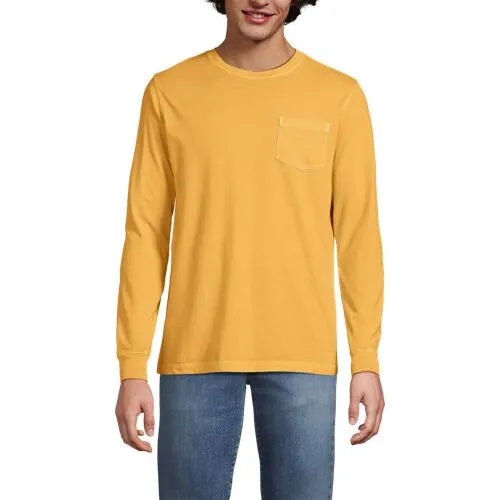 Mens Long Sleeve Pocket Sun Faded Super-T Tee