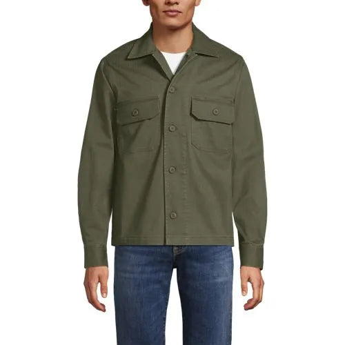 Men's Herringbone Utility Shirt Jacket