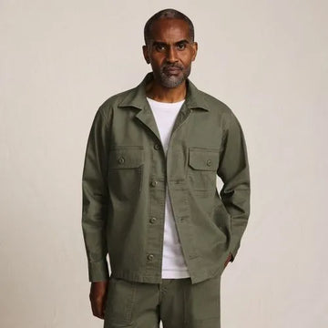 Men's Herringbone Utility Shirt Jacket