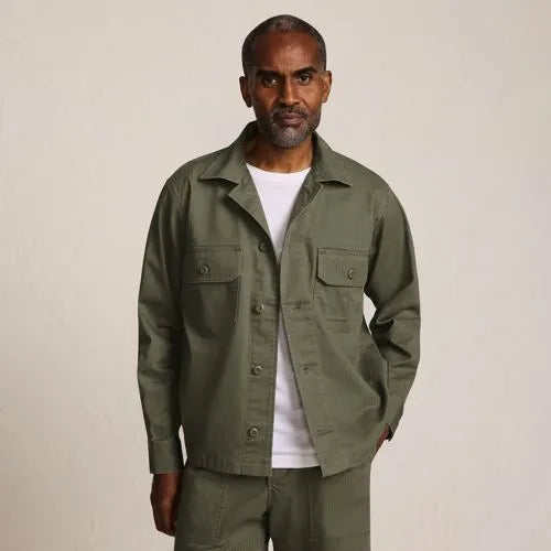 Men's Herringbone Utility Shirt Jacket