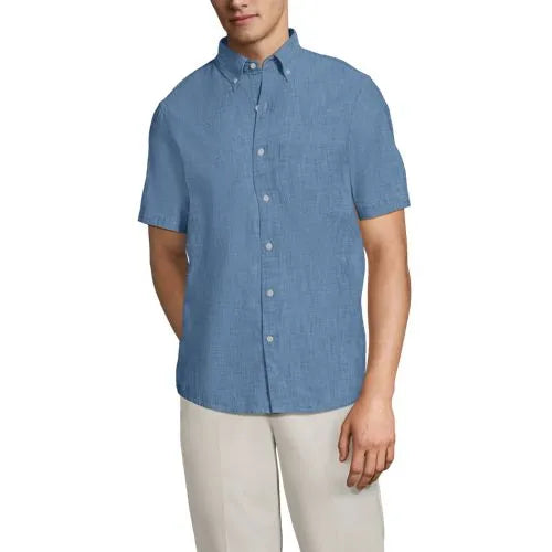 Men's Short Sleeve Easy Fit Chambray Shirt
