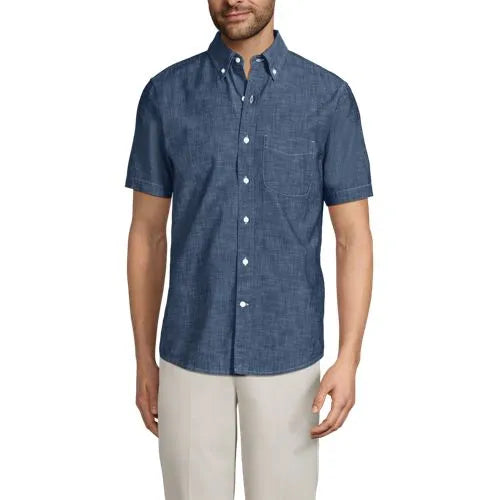 Men's Short Sleeve Easy Fit Chambray Shirt