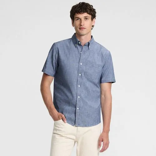 Men's Short Sleeve Easy Fit Chambray Shirt