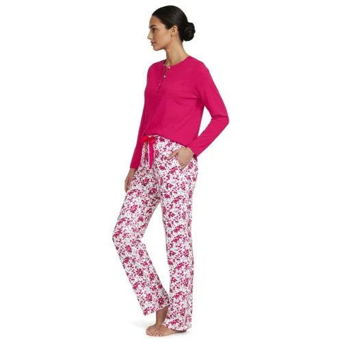 Women's Knit 2 Piece Pajama Set - Long Sleeve Top and Pants