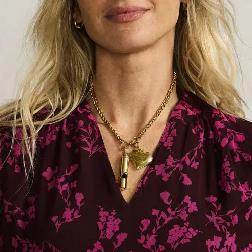 Water-Resistant Link Heart Y Necklace