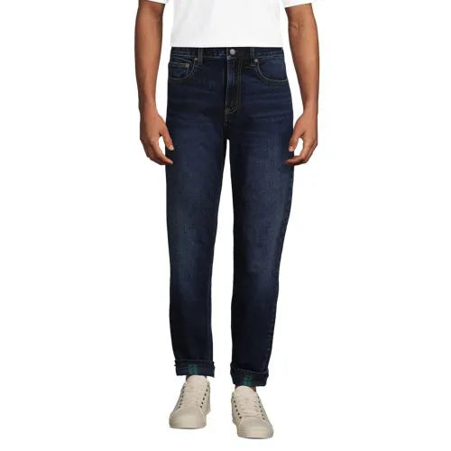 Men's Stretch Comfort Waist Easy Classic Fit Flannel Lined Jean