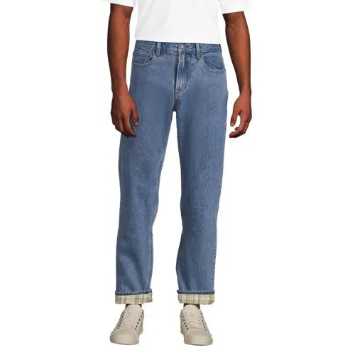 Men's Stretch Comfort Waist Easy Classic Fit Flannel Lined Jean