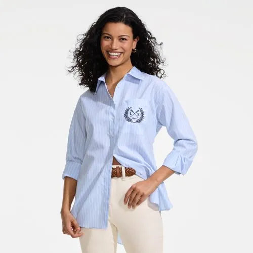 Women's Oversized No Iron Tunic with Statement Collar Shirt