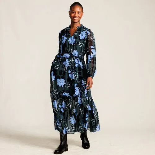 Women's Chiffon Tiered Long Sleeve Maxi Dress