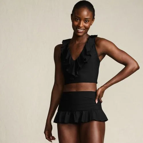 Womens Ruffle Plunge Midkini Top
