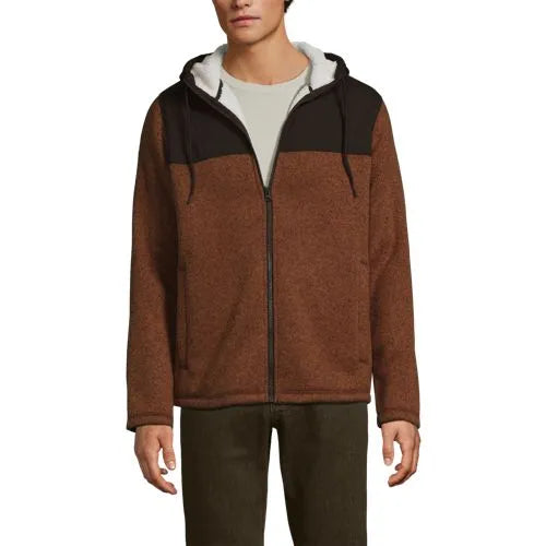 Men's Sweater Fleece Mixed Media Full Zip Jacket