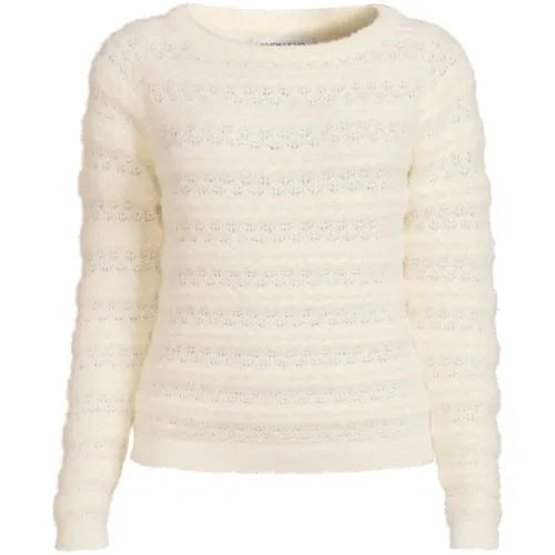 Women's Fuzzy Eyelash Cable Boatneck Sweater