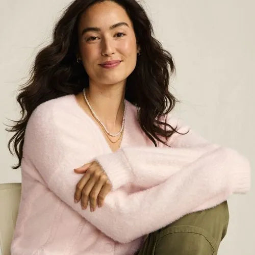 Women's Fuzzy Eyelash Cable Cardigan Sweater