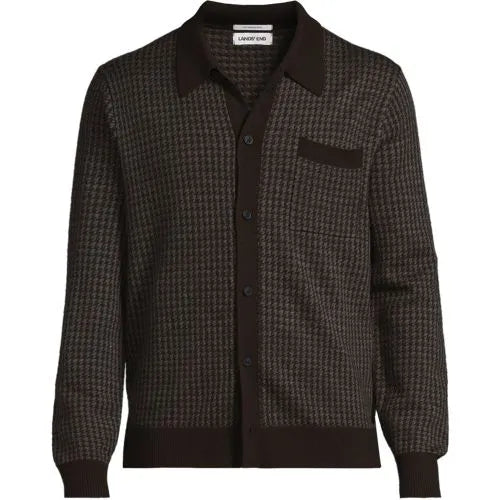 Men's Long Sleeve Washable Merino Button Through Sweater Polo