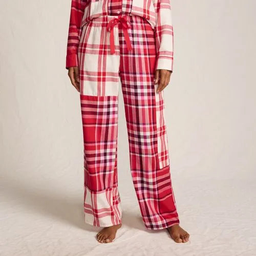 Women's Flannel Patchwork Wide Leg Sleep Pants