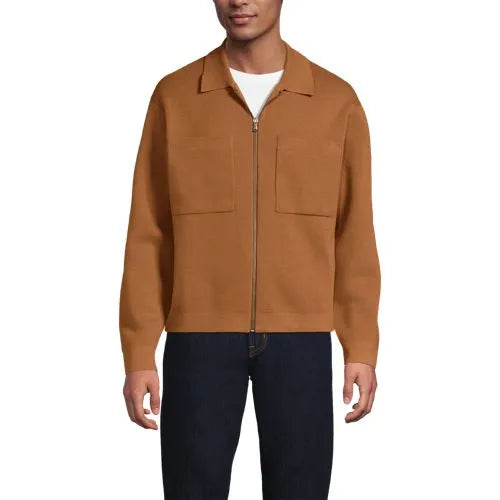 Men's Long Sleeve Fine Gauge Cotton Full Zip Chore Coat