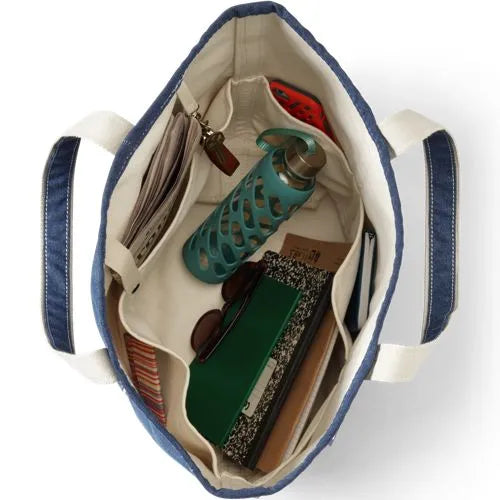 Medium Denim Open Top Tote Bag