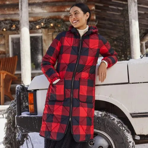 Women's Print FeatherFree Insulated Diamond Quilted Maxi Coat