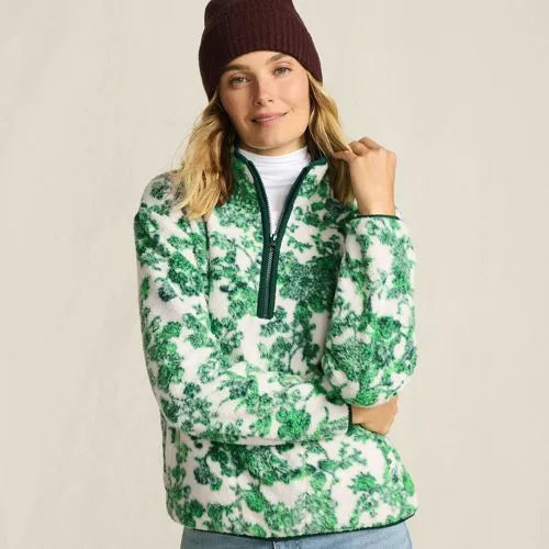 Women's Print Half Zip Cozy Sherpa Fleece Pullover