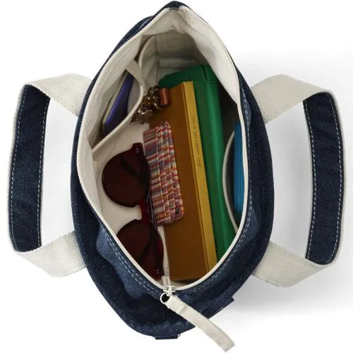 Medium Denim Open Top Tote Bag