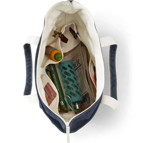 Medium Denim Open Top Tote Bag