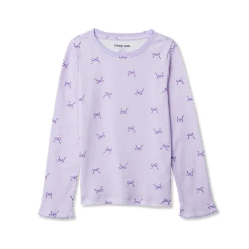 Girls Long Sleeve Pointelle Knit Shirt
