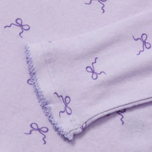 Girls Long Sleeve Pointelle Knit Shirt
