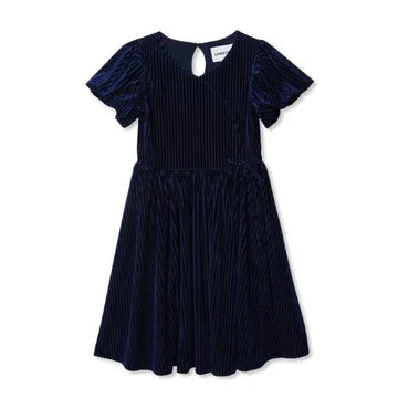 Girls Bubble Short Sleeve Velour Dress