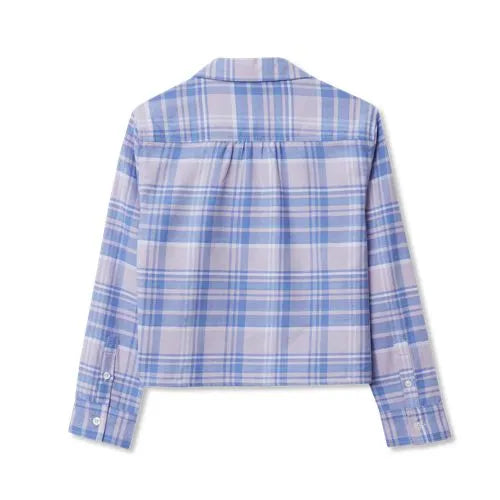 Girls Long Sleeve Cropped Flannel Shirt