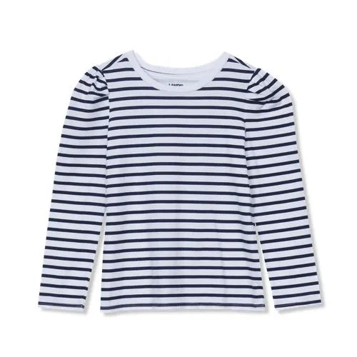 Girls Long Sleeve Graphic Tee With Puff Shoulder
