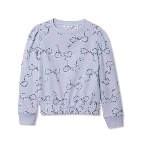 Girls Puff Shoulder Crew Neck Sweatshirt