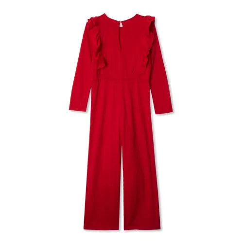 Girls Long Sleeve Ruffle Knit Jumpsuit